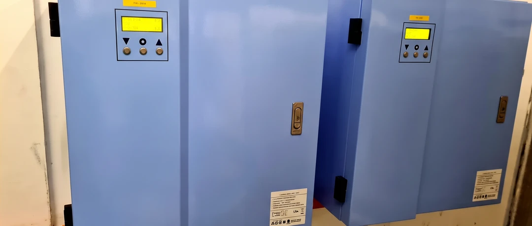 Multi-unit DVDC installation racked in a commercial plant room
