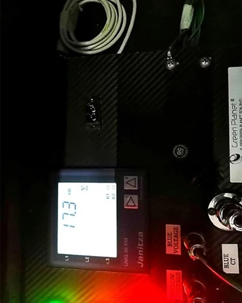 Janitza UMG 96 RM energy meter installed on a monitored circuit