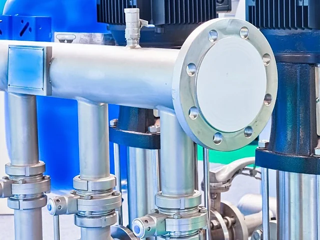 Vertical chilled-water pumps with connected pipework